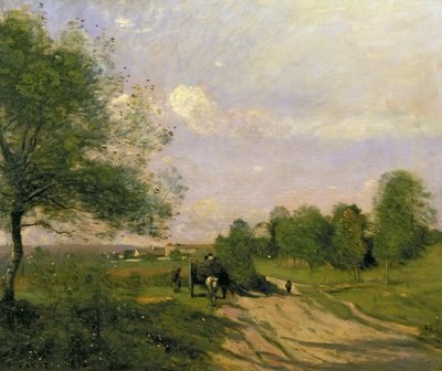 De wagen, souvenir van Saintry, 1874 door Jean Baptiste Camille Corot